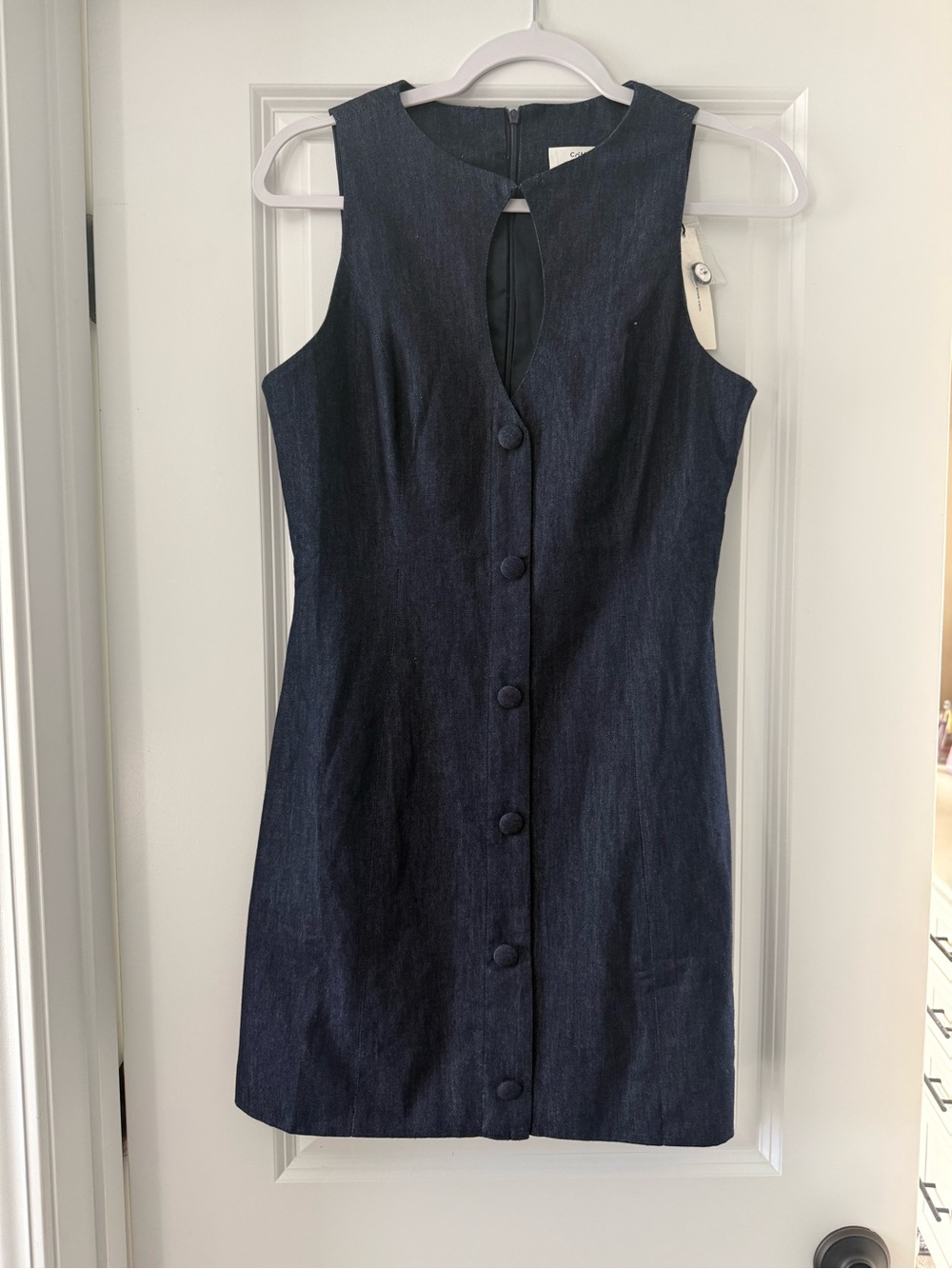 Commense Sleeveless Navy Button-Front Denim mini dress small - Picture 5 of 6